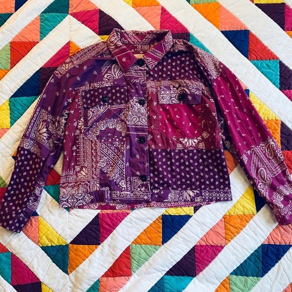 Gap 1969 Tops - Southwestern bandana print button-up light‎ shirt jacket in Purple
